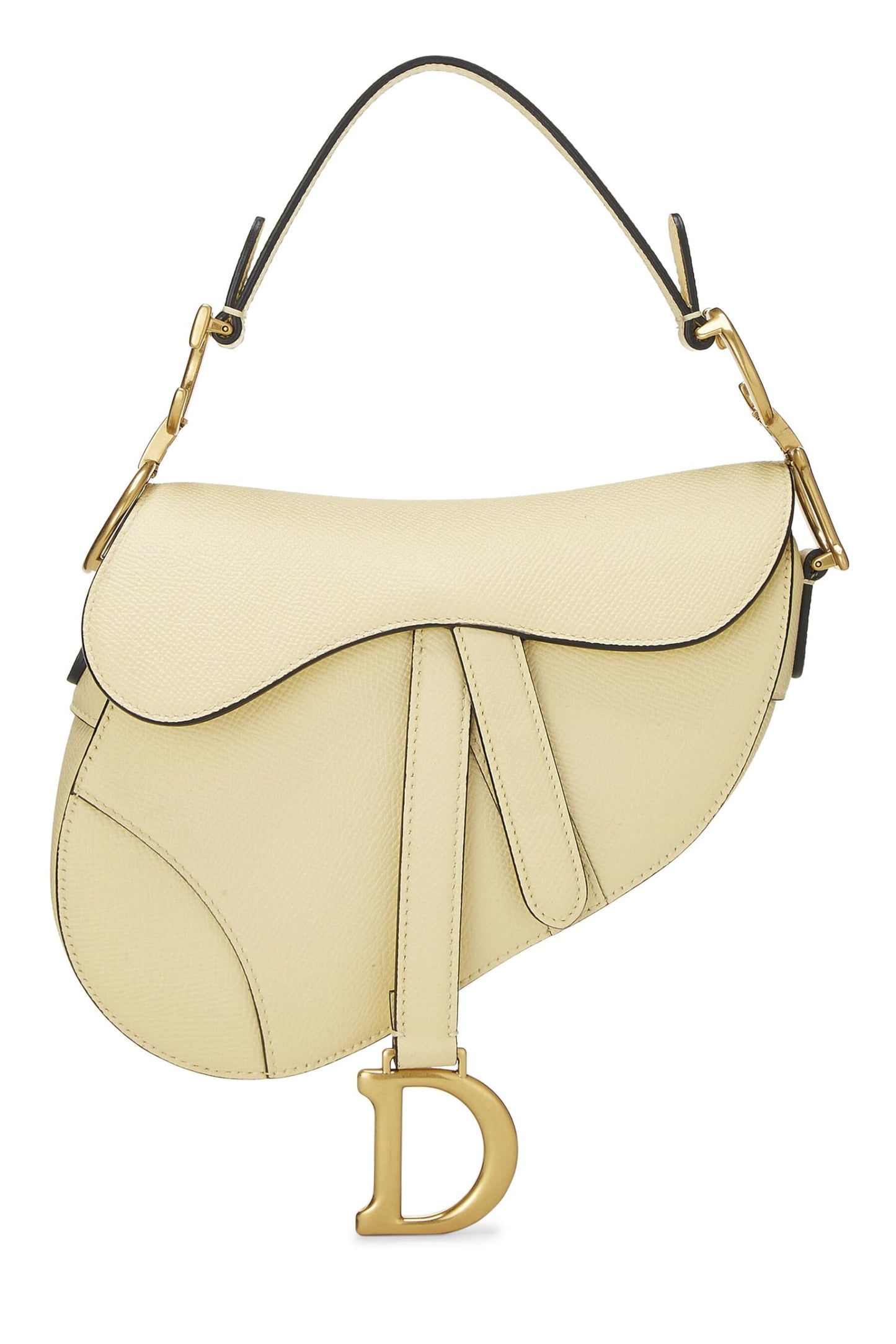 Dior, Mini sac à main Saddle Bag en cuir crème d'occasion, jaune