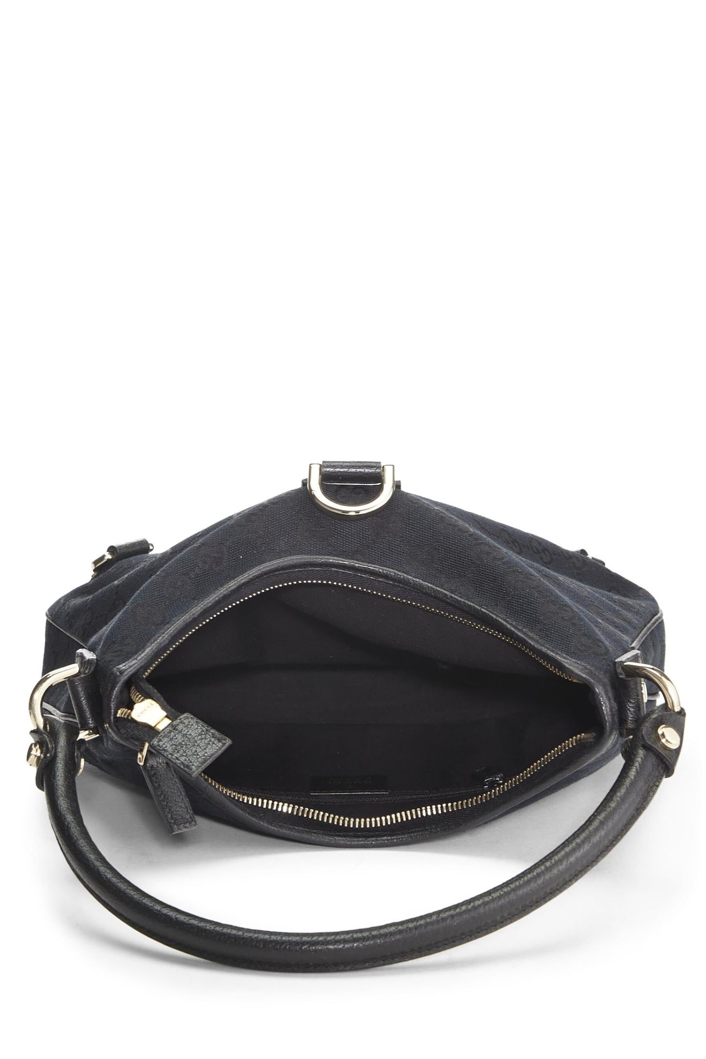 Gucci, Bolso hobo Abbey pequeño con anilla en D de lona GG original en negro Pre-Loved, Negro