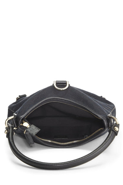 Gucci, sac hobo Abbey en toile GG noir d'occasion avec anneau en D, petit modèle, noir