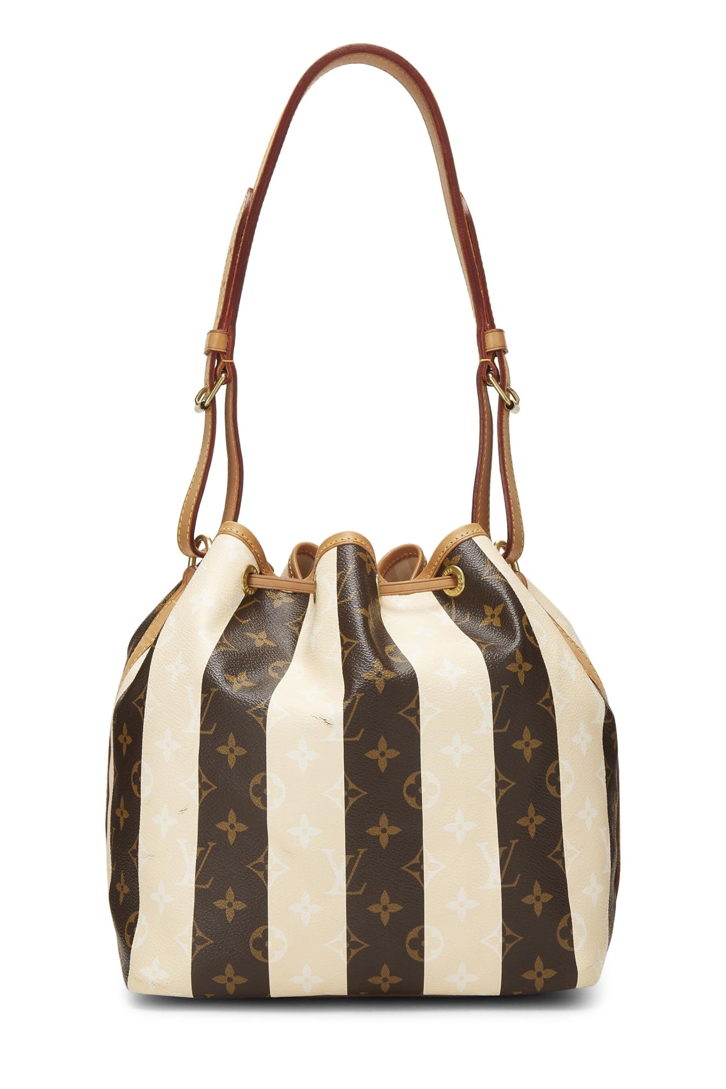 Louis Vuitton, toile monogram d'occasion Rayures crème Noé Petite, crème