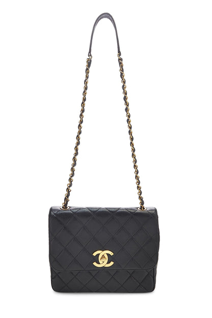 Chanel, sac à rabat carré Big CC Black Caviar d'occasion, grand modèle, noir