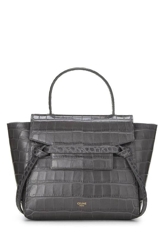 Céline, Pre-Loved Grey Embossed Belt Bag Nano, Grey