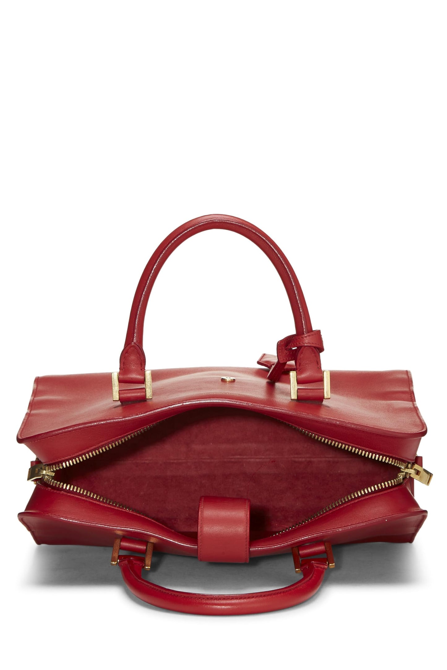 Yves Saint Laurent, Pre-Loved Red Calfskin Monogram Cabas Small, Red