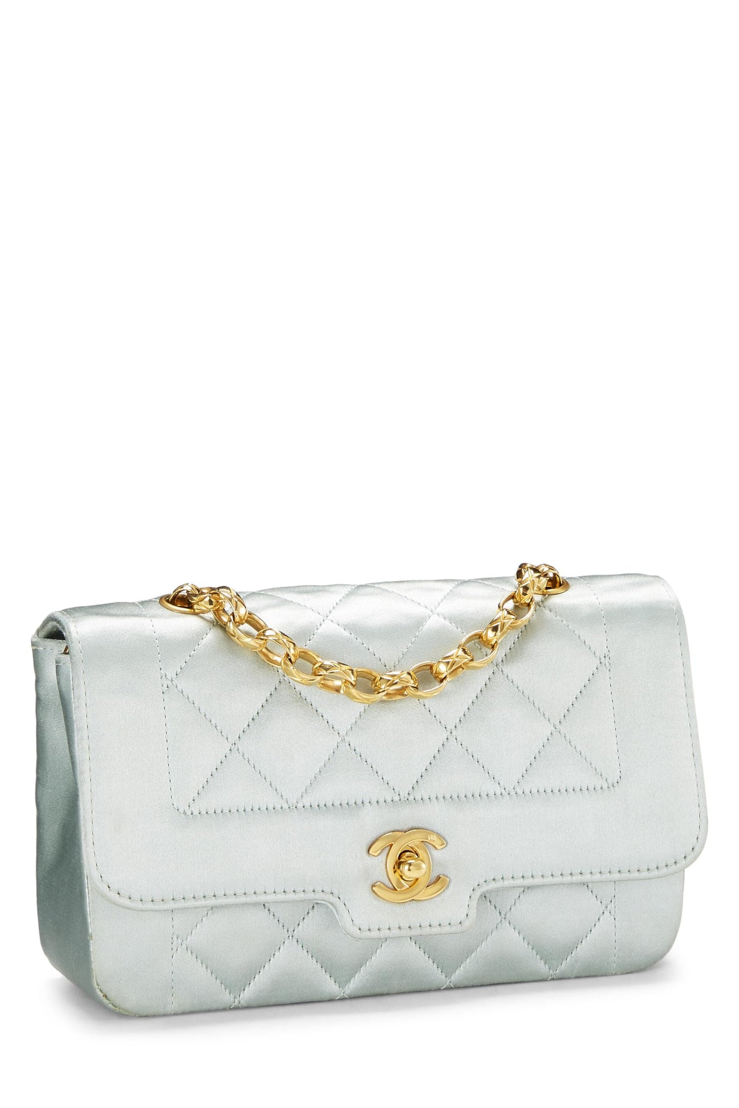 Chanel, Mini-portefeuille à bordure en satin bleu d'occasion, bleu