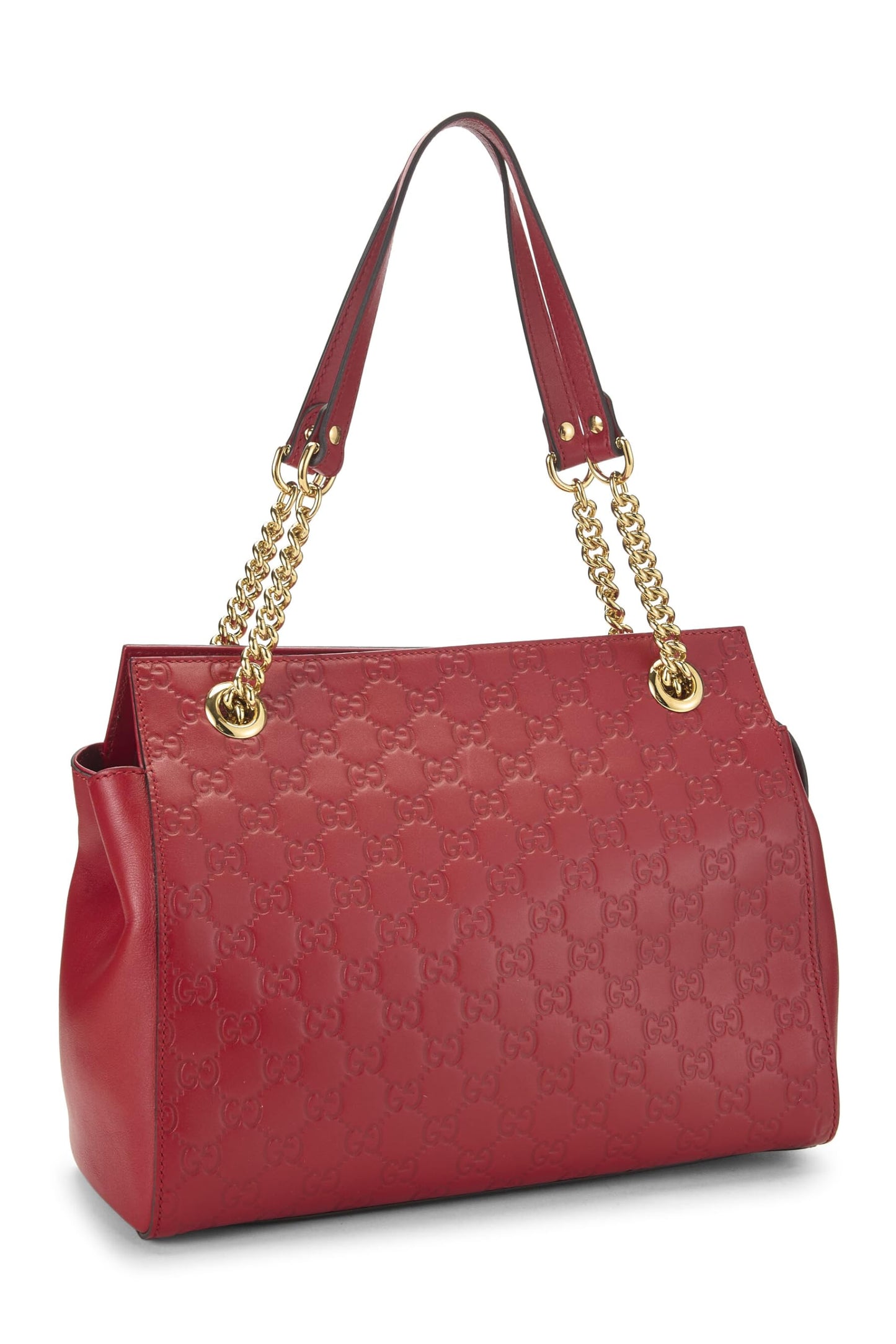 Gucci, Bolso tote mediano con cadena suave Guccissima de cuero rojo Pre-Loved, Rojo