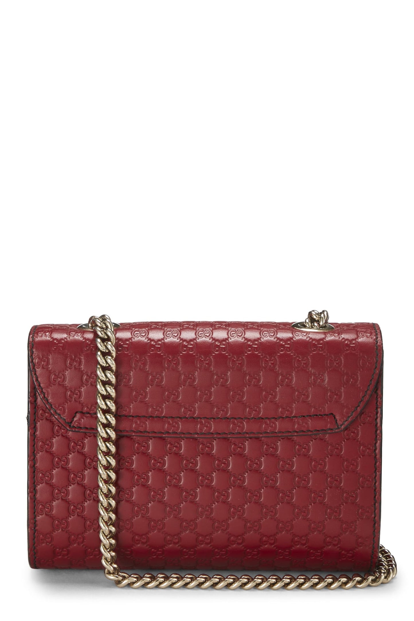 Gucci, sac à bandoulière Emily Chain en cuir Microguccissima rose d'occasion, rouge