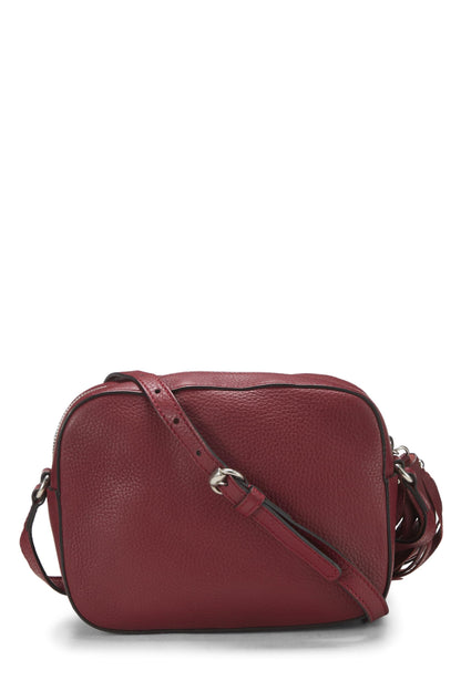 Gucci, Pre-Loved Burgundy Grained Leather Studded Soho Disco, Burgundy