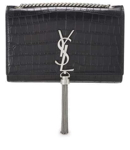 Yves Saint Laurent, Borla Kate pequeña en relieve negra Pre-Loved, Negro