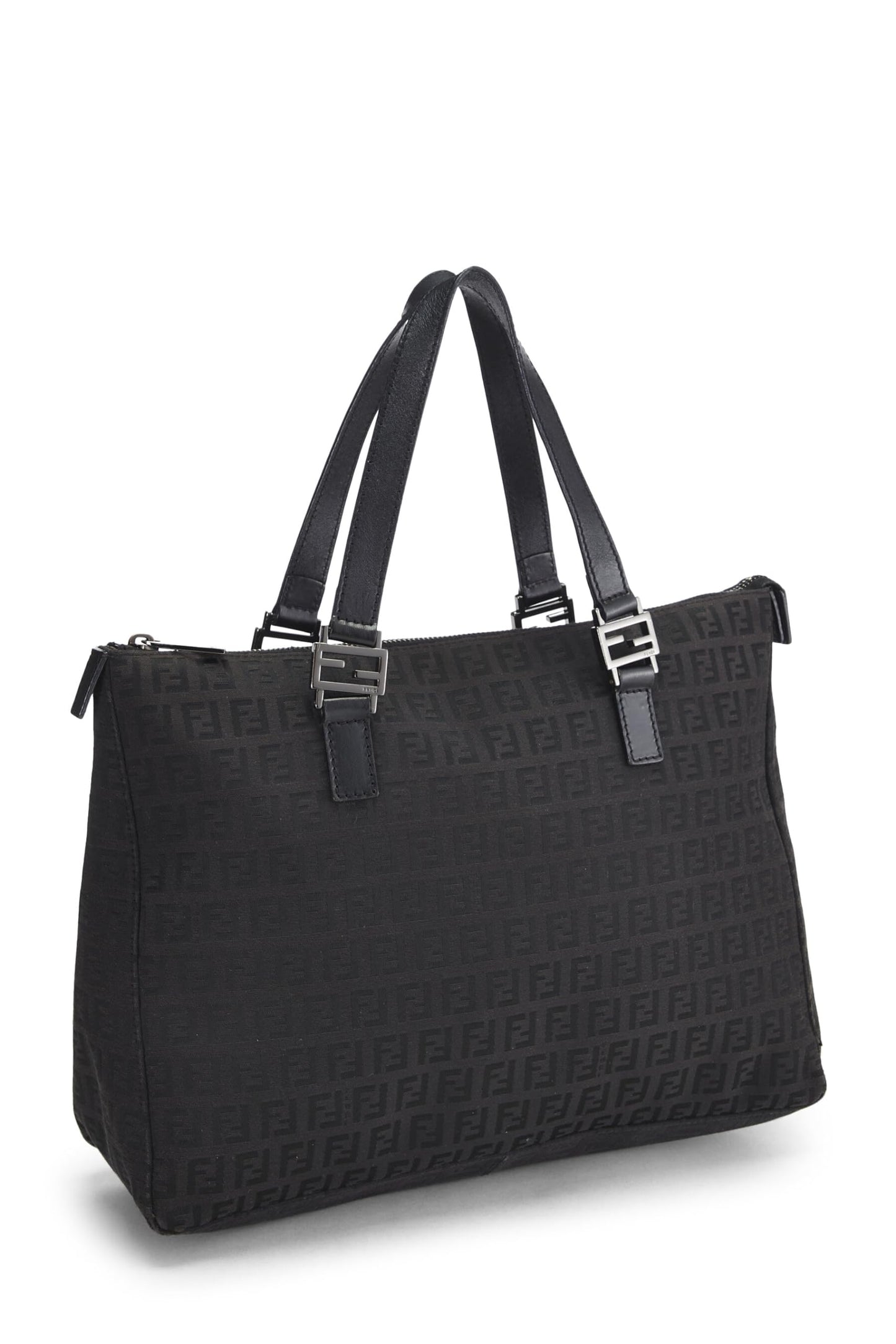 Fendi, sac fourre-tout en toile Zucchino noir d'occasion, petit modèle, noir