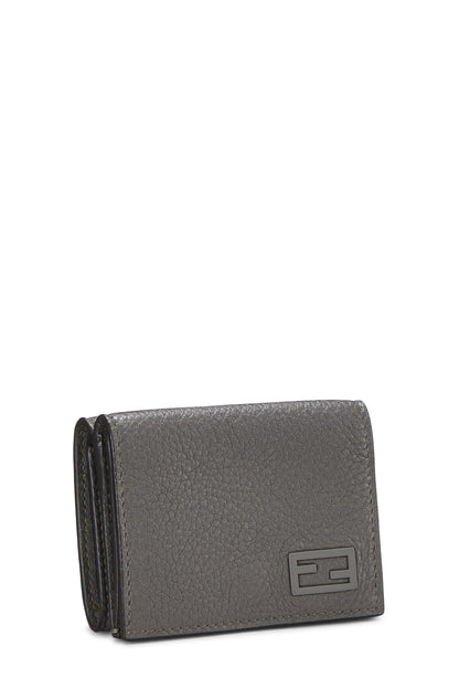 Fendi, Pre-Loved Grey Leather Tri-Fold Wallet, Grey