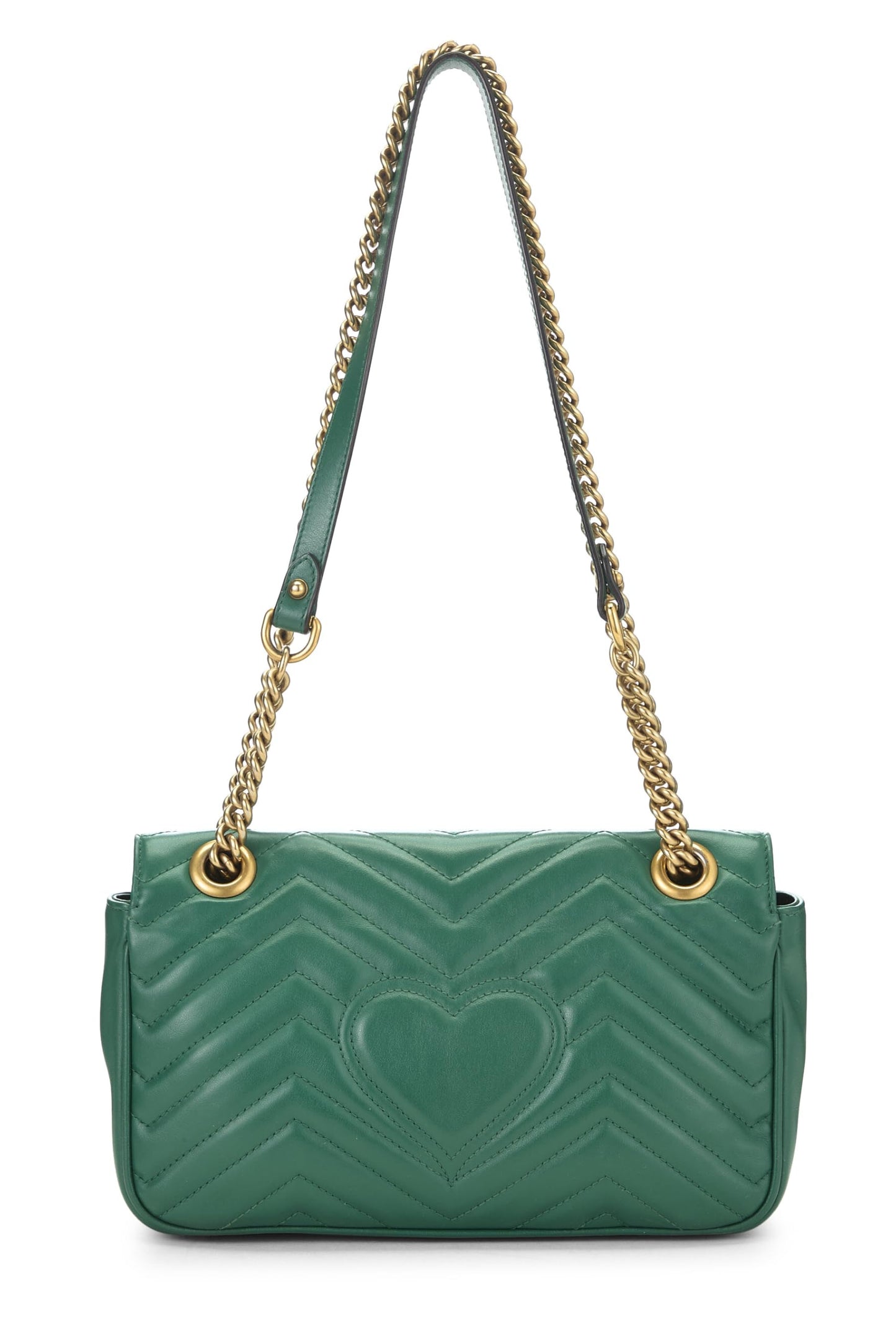 Gucci, Bolso de hombro pequeño GG Marmont de cuero verde Pre-Loved, Verde