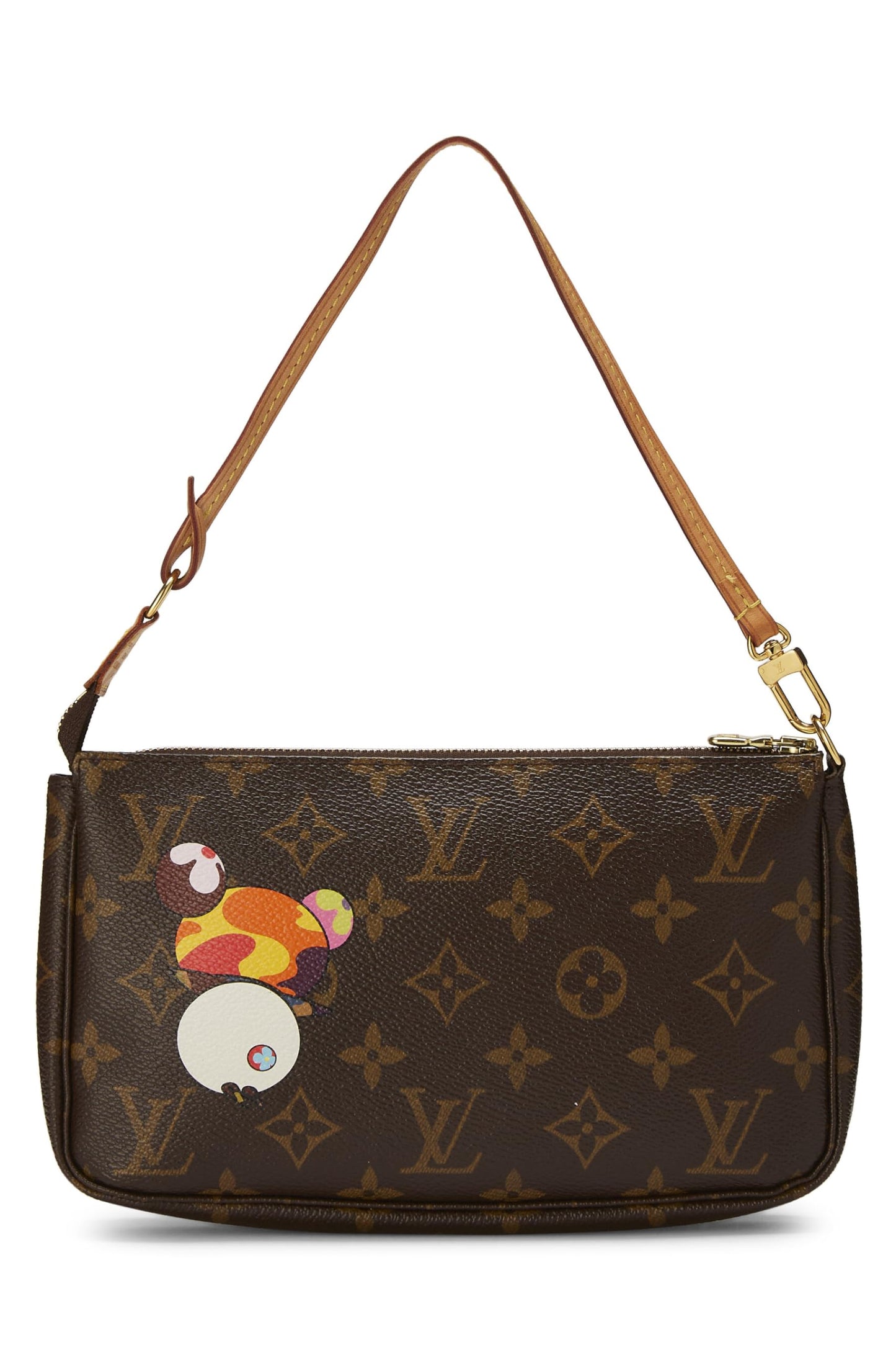 Louis Vuitton, Pre-Loved Takashi Murakami x Louis Vuitton Monogram Canvas Panda Pochette Accessoires, Brown