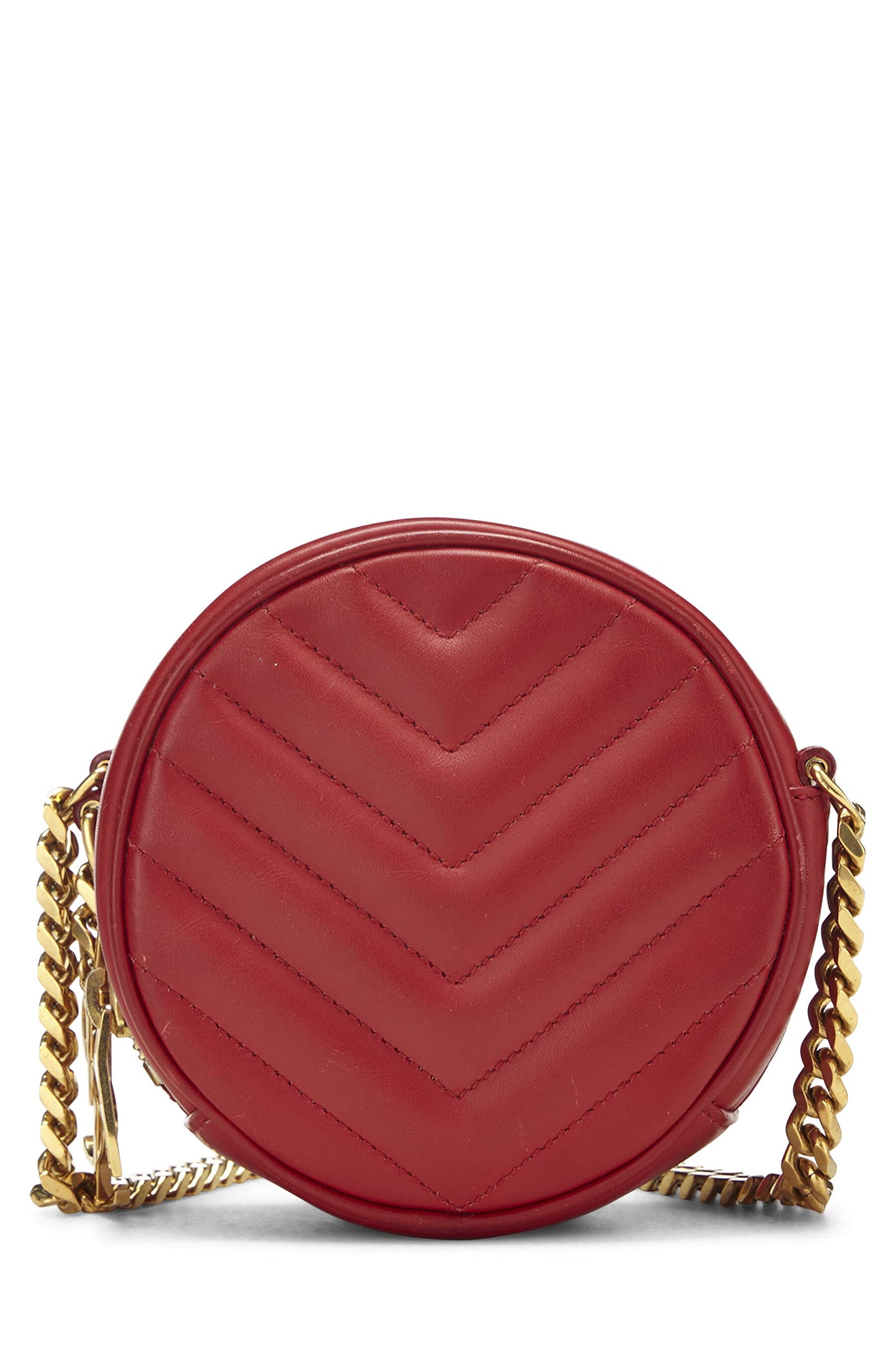 Yves Saint Laurent, Pre-Loved Red Chevron Calfskin Bubble Crossbody Small, Red