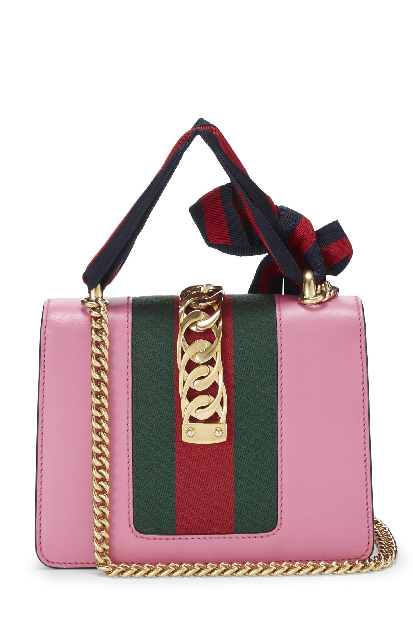 Gucci, Pre-Loved Pink Leather Web Sylvie Mini, Pink