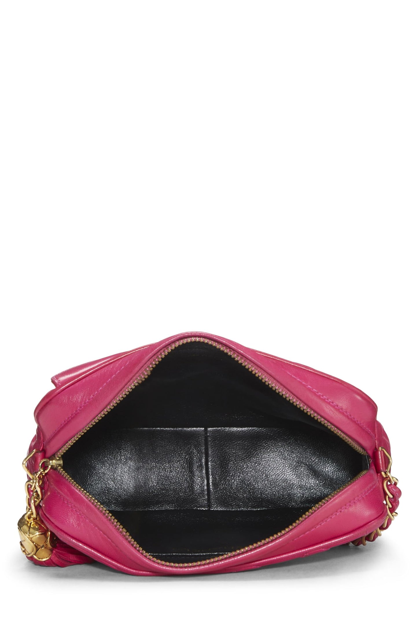 Chanel, Pre-Loved Pink Lambskin Diagonal Camera Bag Small, Pink