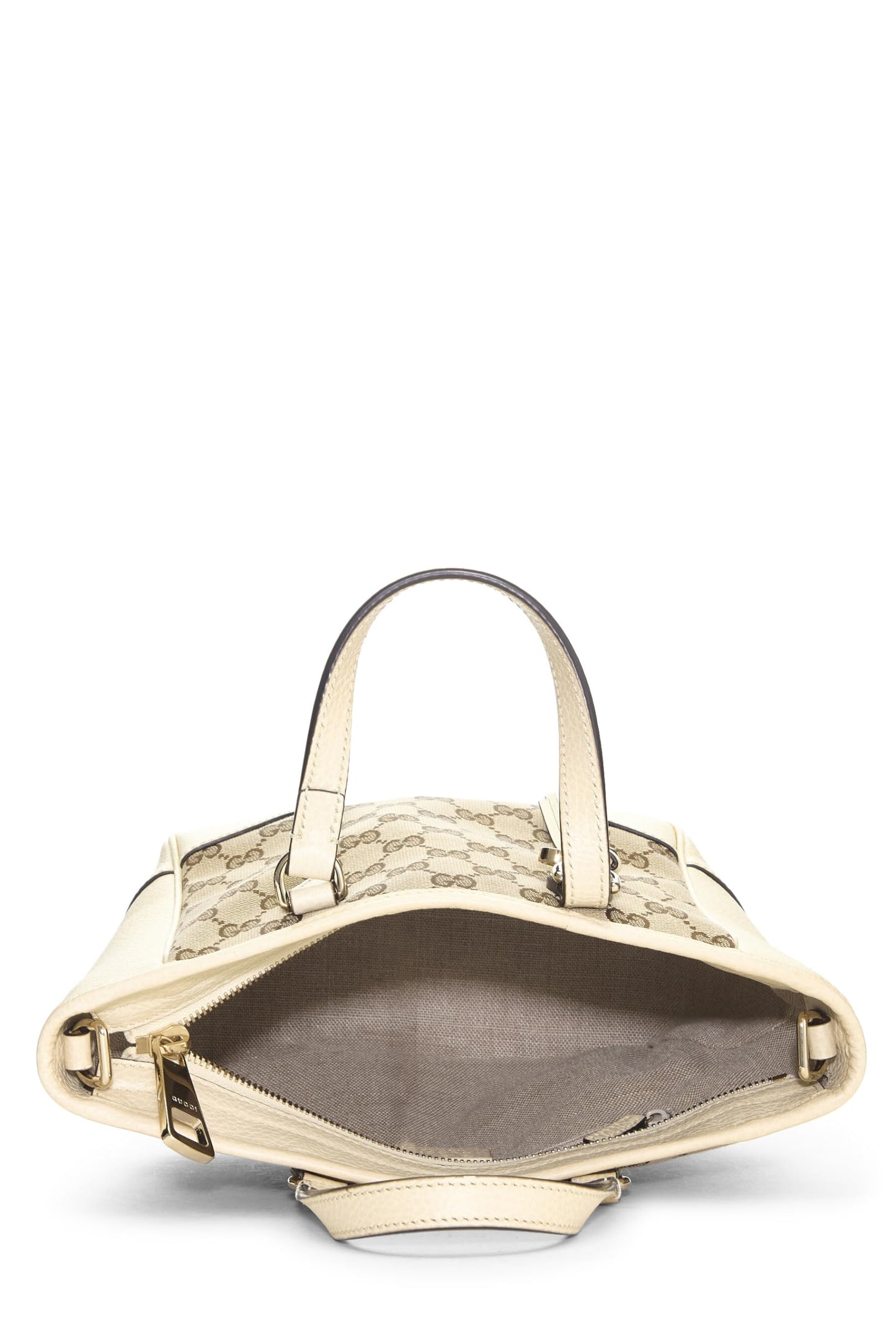 Gucci, sac fourre-tout Bree à poignée supérieure en toile GG crème d'occasion, petit, blanc