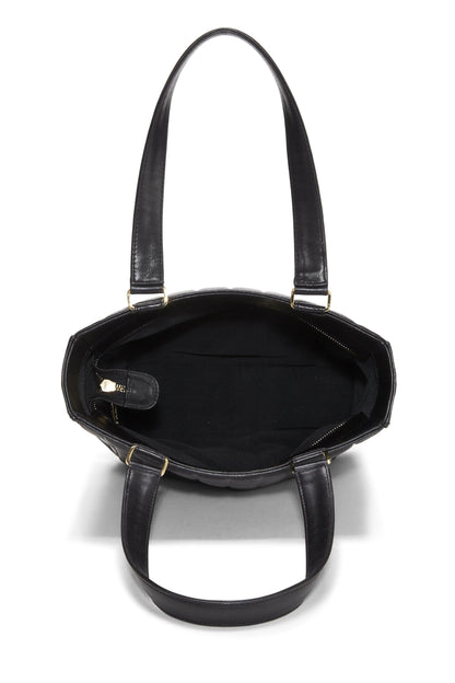 Chanel, sac fourre-tout en cuir d'agneau noir d'occasion, noir