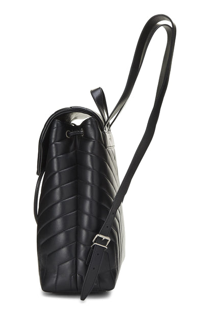 Yves Saint Laurent, Pre-Loved Black Calfskin Monogram Loulou Backpack Medium, Black