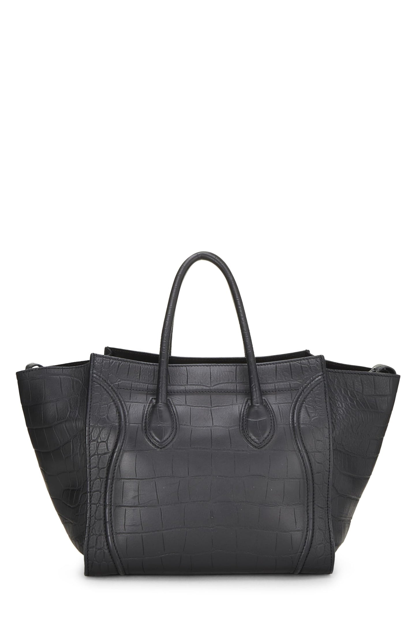 Céline, Phantom Medium crocodile noir gaufré d'occasion, noir