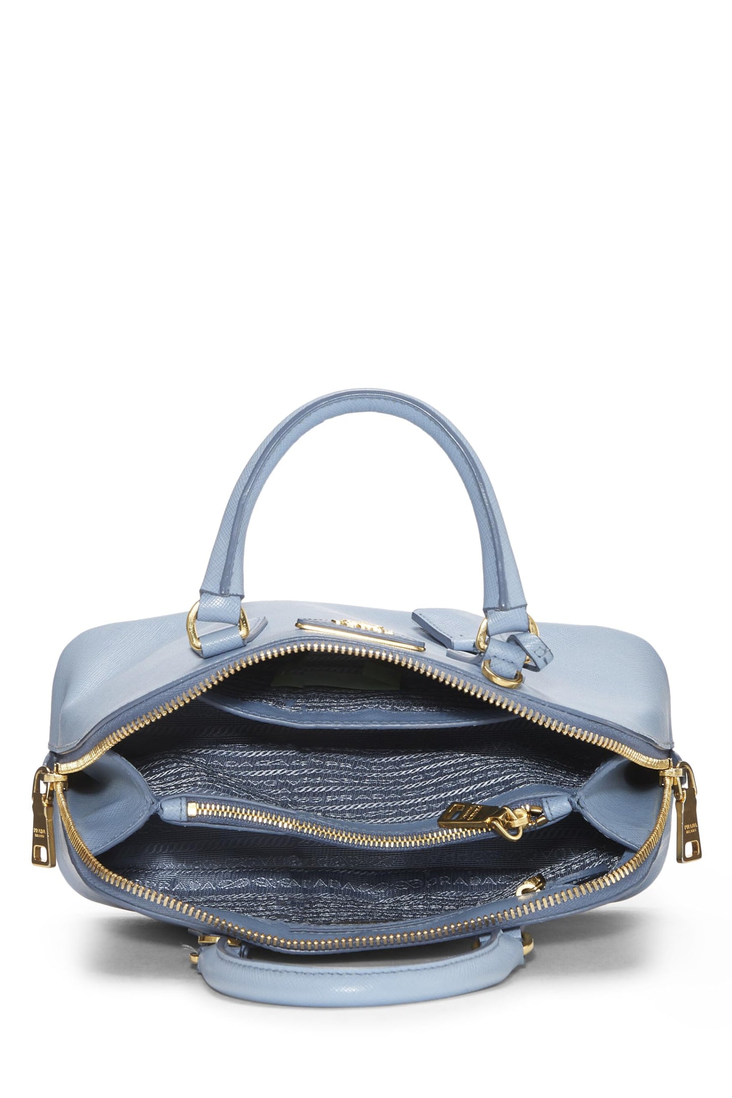 Prada, Pre-Loved Blue Saffiano Promenade Pequeño, Azul