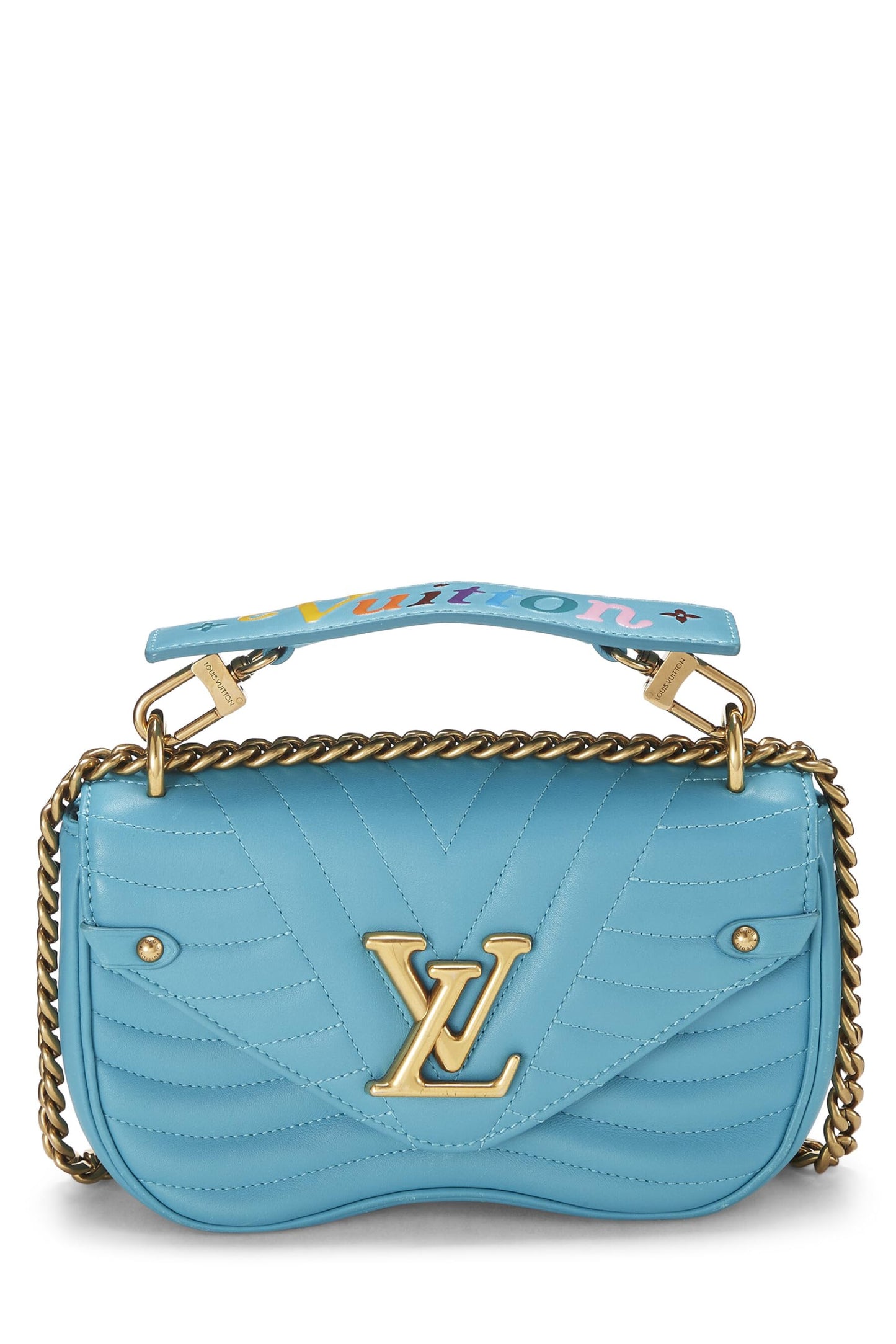 Louis Vuitton, Pre-Loved Blue Calfskin Patches New Wave Shoulder Bag, Blue