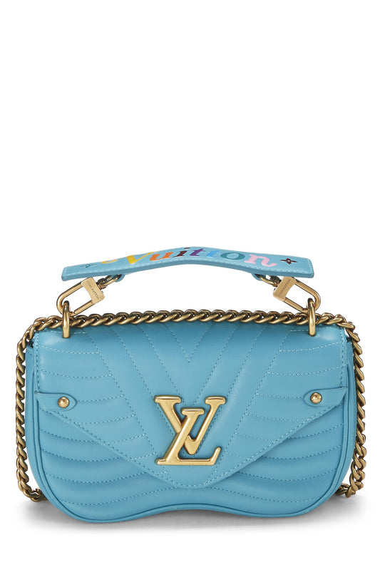 Louis Vuitton, sac à bandoulière New Wave en cuir de veau bleu avec patchs, bleu