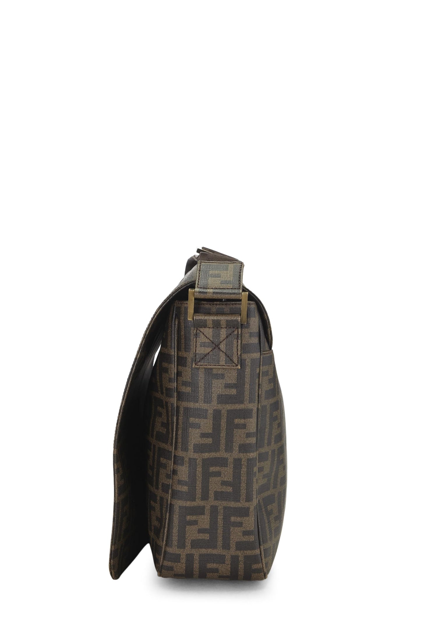 Fendi, sac messager en toile enduite marron Zucca, grand modèle, d'occasion, marron