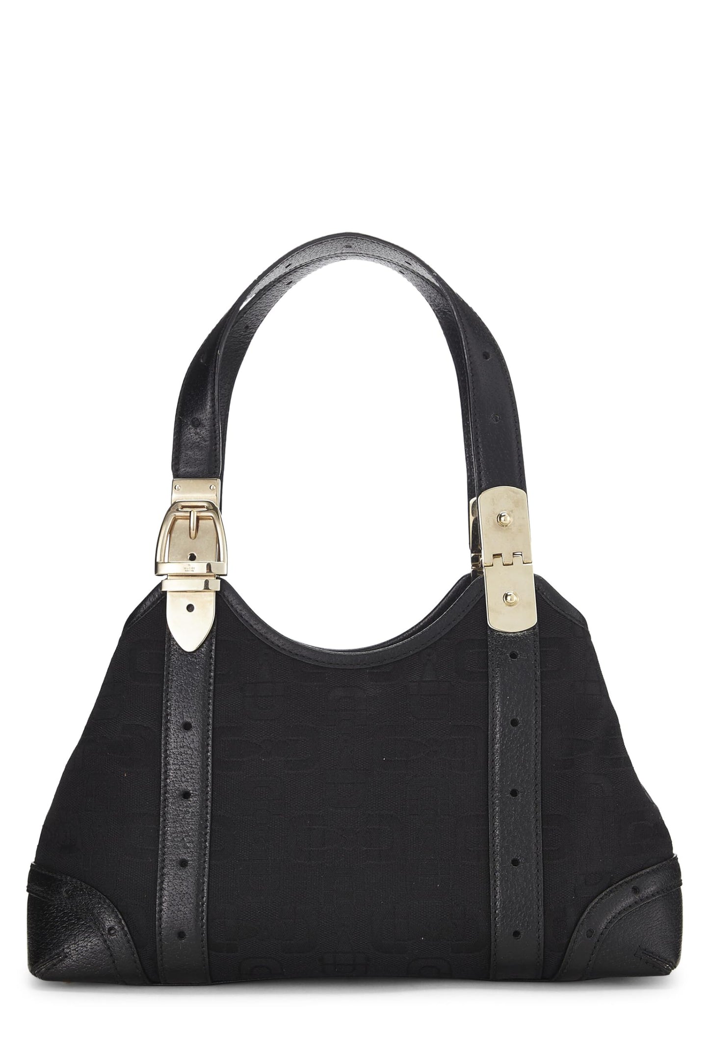 Gucci, sac fourre-tout en toile noire d'occasion, petit modèle, noir