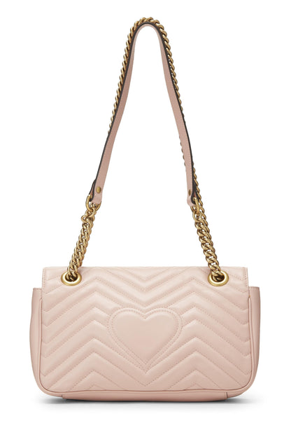 Gucci, sac à bandoulière GG Marmont en cuir rose d'occasion, petit modèle, rose