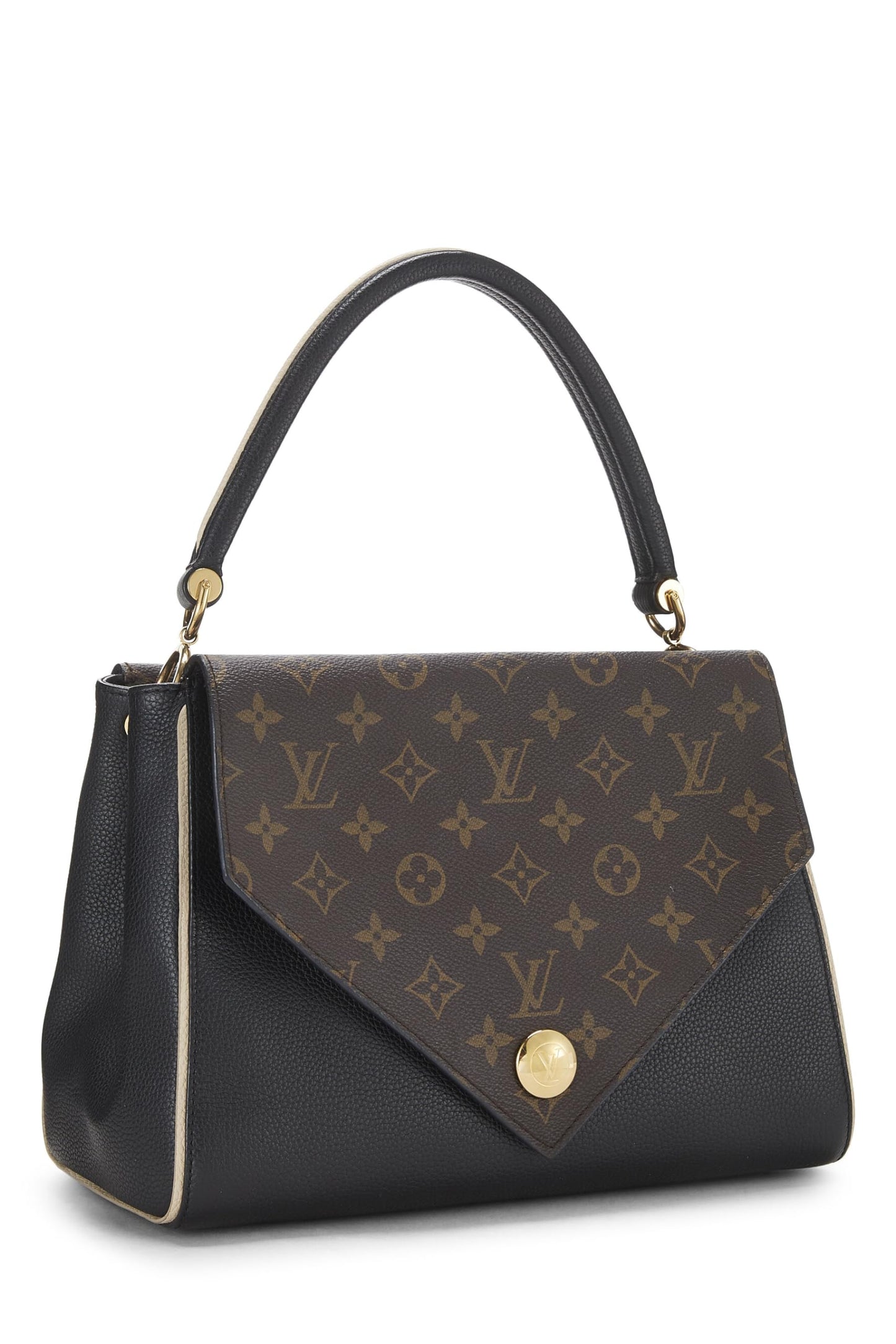 Louis Vuitton, Bolso doble V de cuero con monograma negro Pre-Loved, Negro