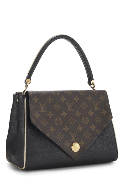 Louis Vuitton, sac Double V en cuir monogrammé noir d'occasion, noir