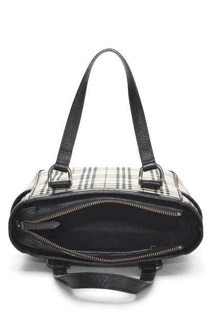 Burberry, Bolso pequeño de jacquard con cuadros negros Pre-Loved, Negro