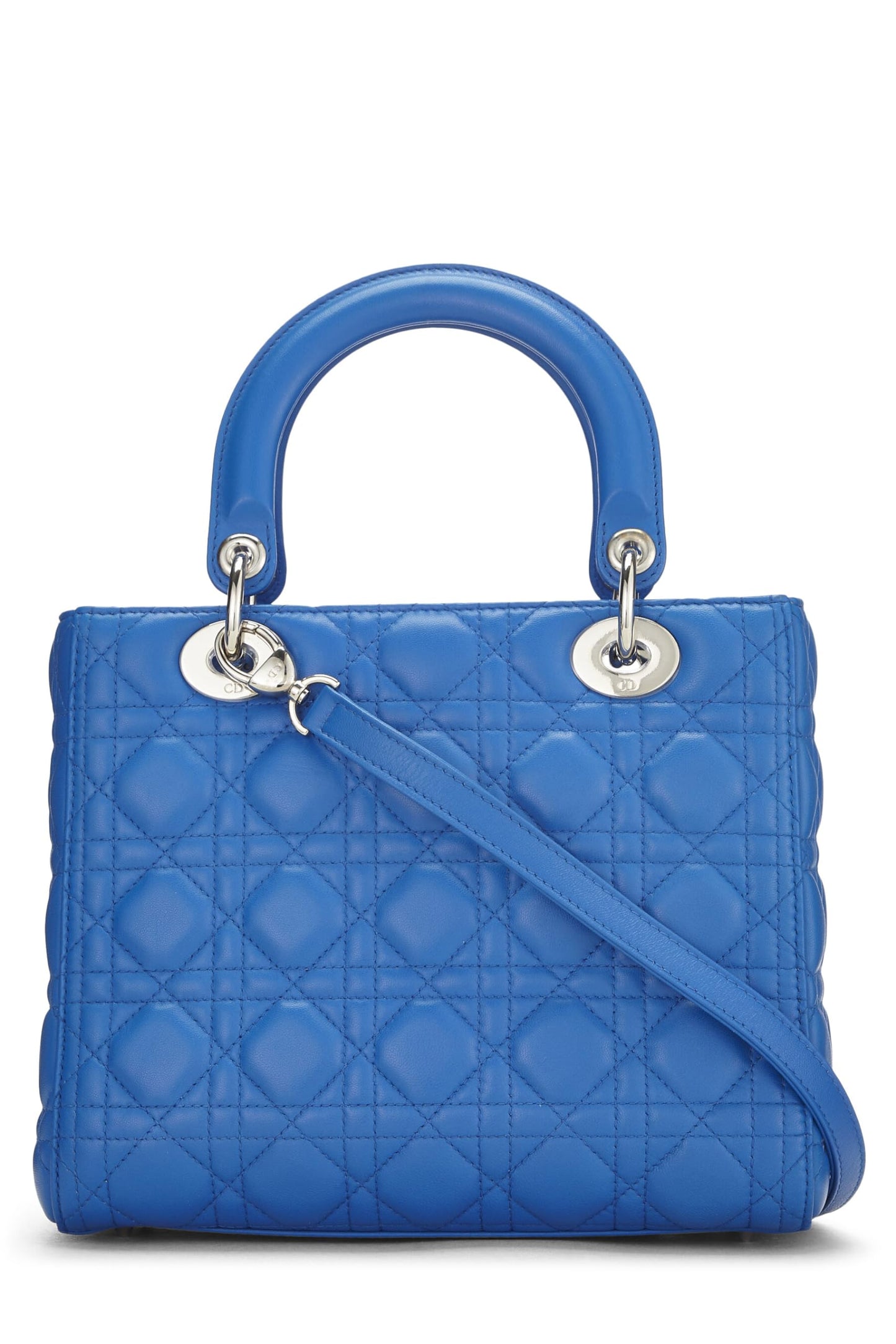 Dior, Pre-Loved Blue Cannage Piel de cordero acolchada Lady Dior Medium, Azul