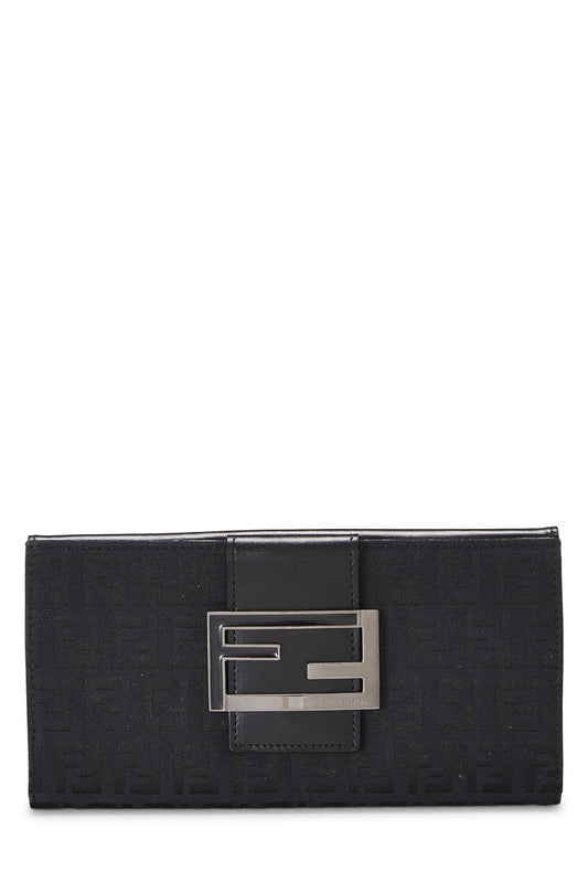 Fendi, Cartera larga de lona Calabacín negra Pre-Loved, Negro