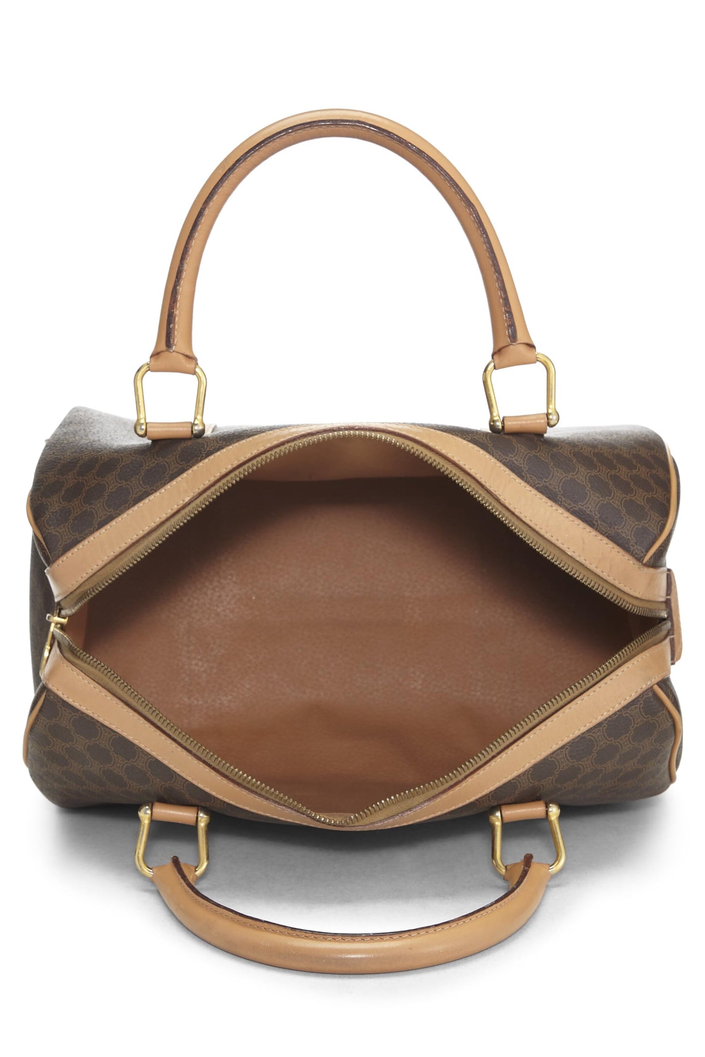 Céline, Pre-Loved Brown Coated Canvas Macadam Handbag, Brown