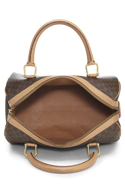 Céline, Pre-Loved Brown Coated Canvas Macadam Handbag, Brown