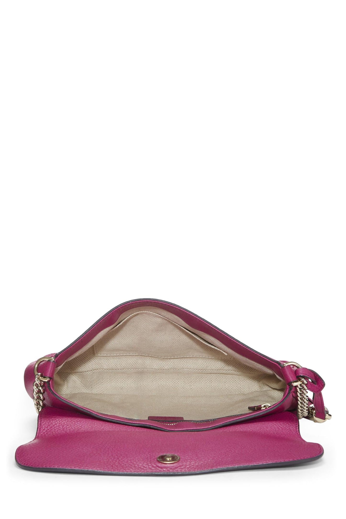 Gucci, Pre-Loved Pink Grained Leather Soho Chain Flap Crossbody, Pink