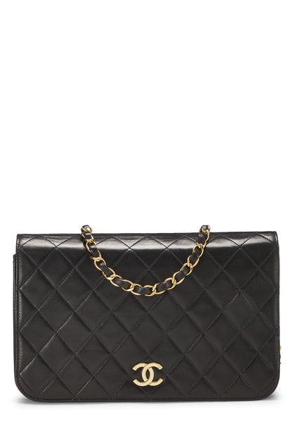 Chanel, Pre-Loved Black Quilted Lambskin Snap Full Flap Small, Black