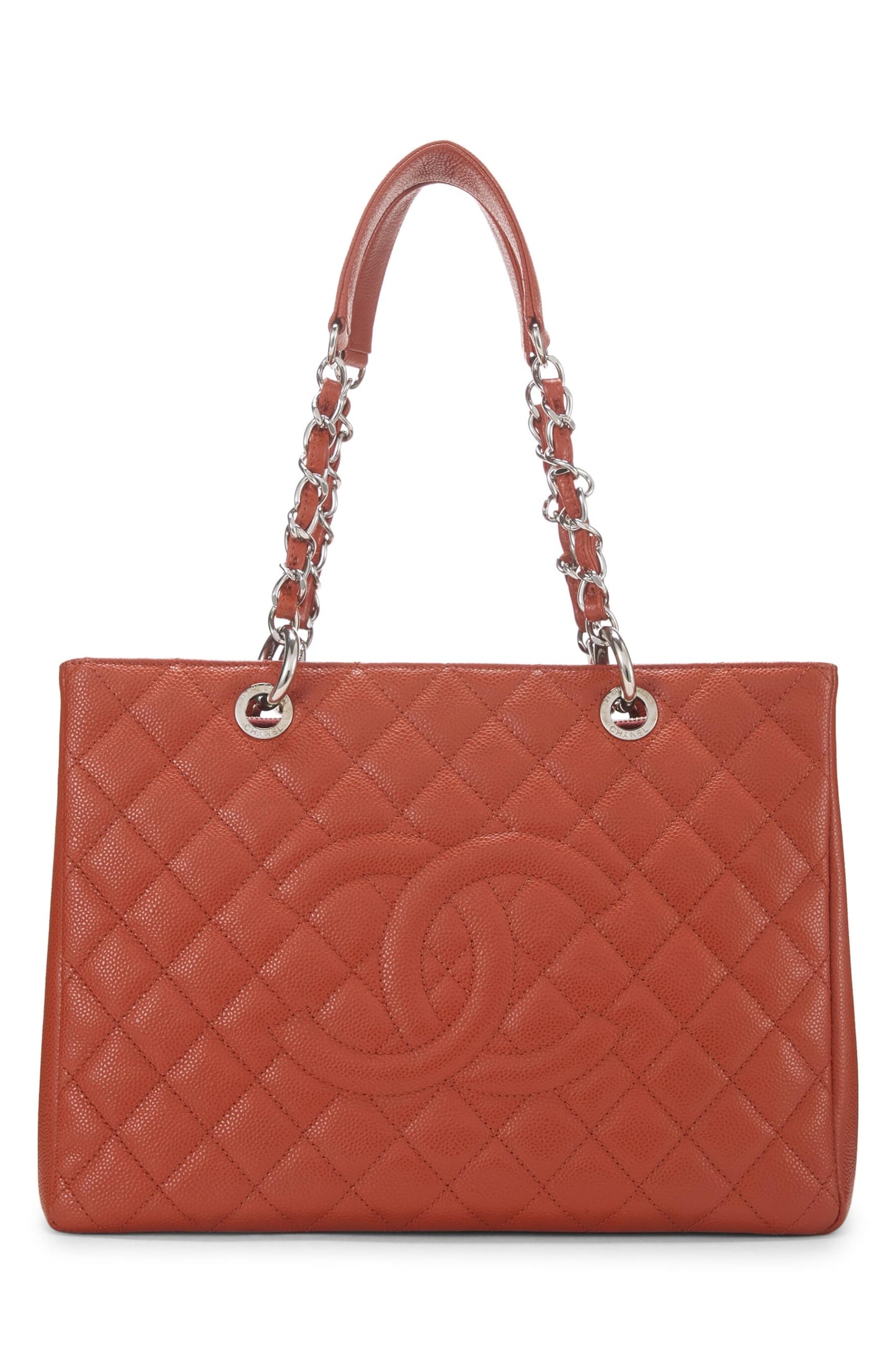 Chanel, Pre-Loved Orange Caviar Grand Shopping Tote (GST), Orange