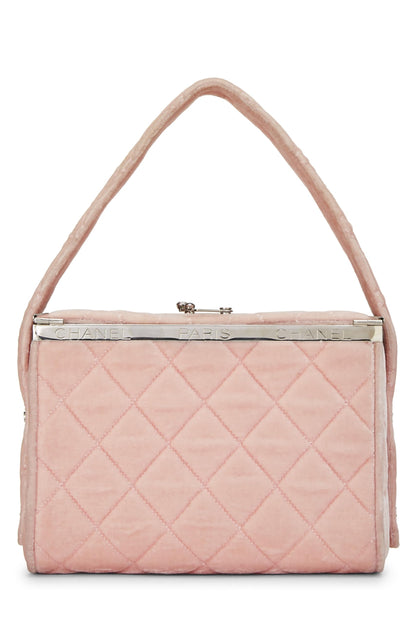 Chanel, Pre-Loved Pink Quilted Velvet Box Vanity Medium, Pink