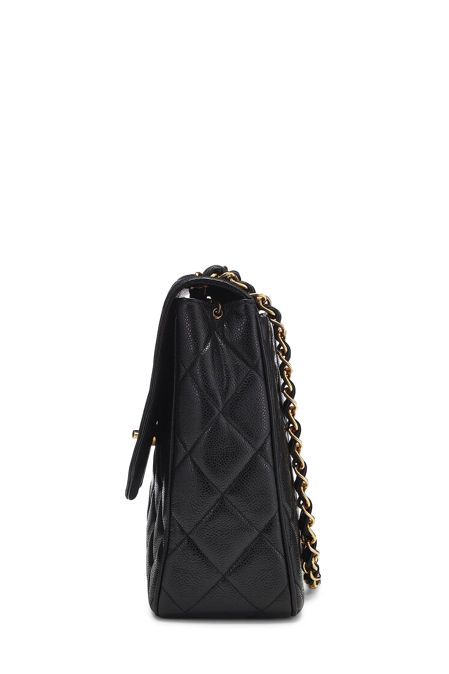 Chanel, sac à rabat carré Big CC Black Caviar d'occasion, grand modèle, noir