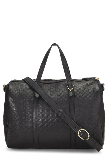 Gucci, sac Boston en cuir Microguccissima noir d'occasion, noir