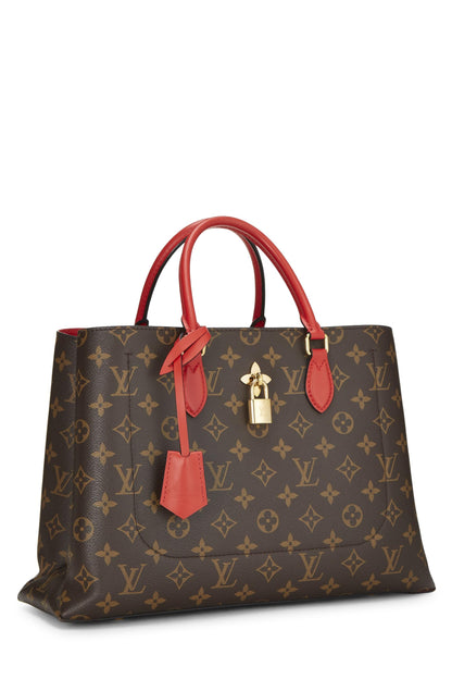 Louis Vuitton, sac fourre-tout en toile monogrammée rouge à fleurs d'occasion, rouge