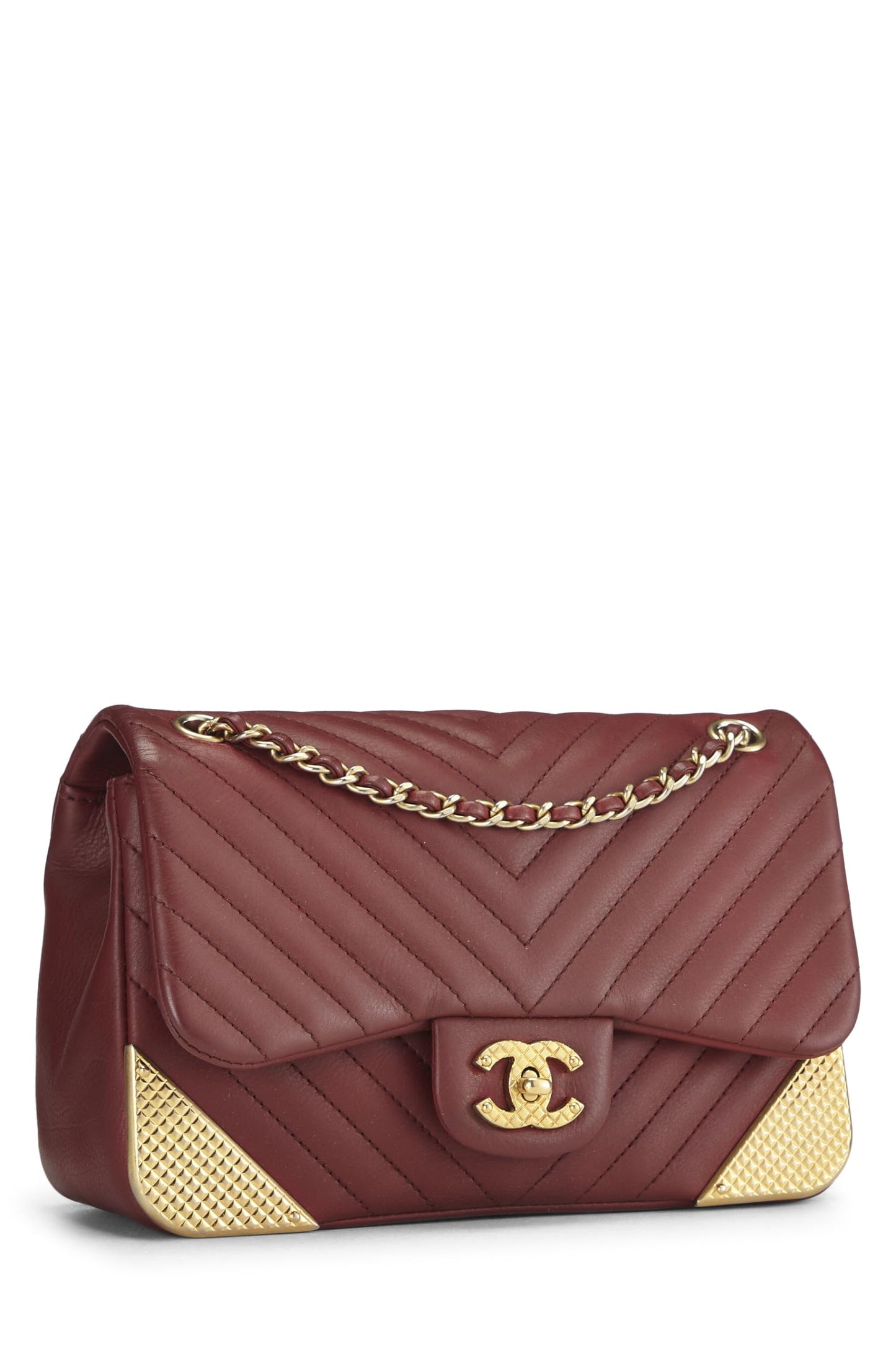 Chanel, Pre-Loved Paris-Cosmopolite Red Chevron Lambskin Rock the Corner Flap Bag Small, Red