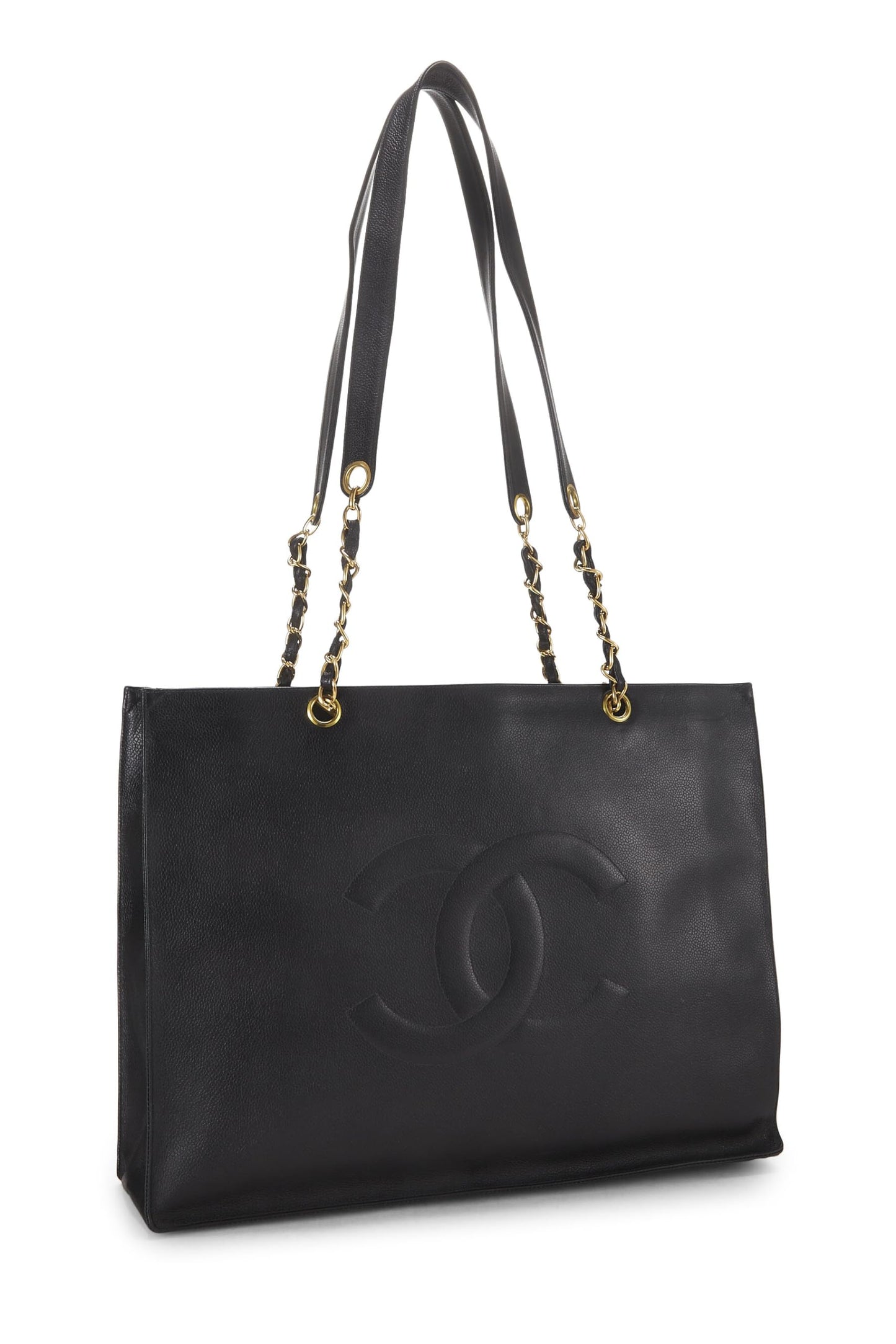 Chanel, Pre-Loved Black Caviar Flat Chain Tote Large, Black