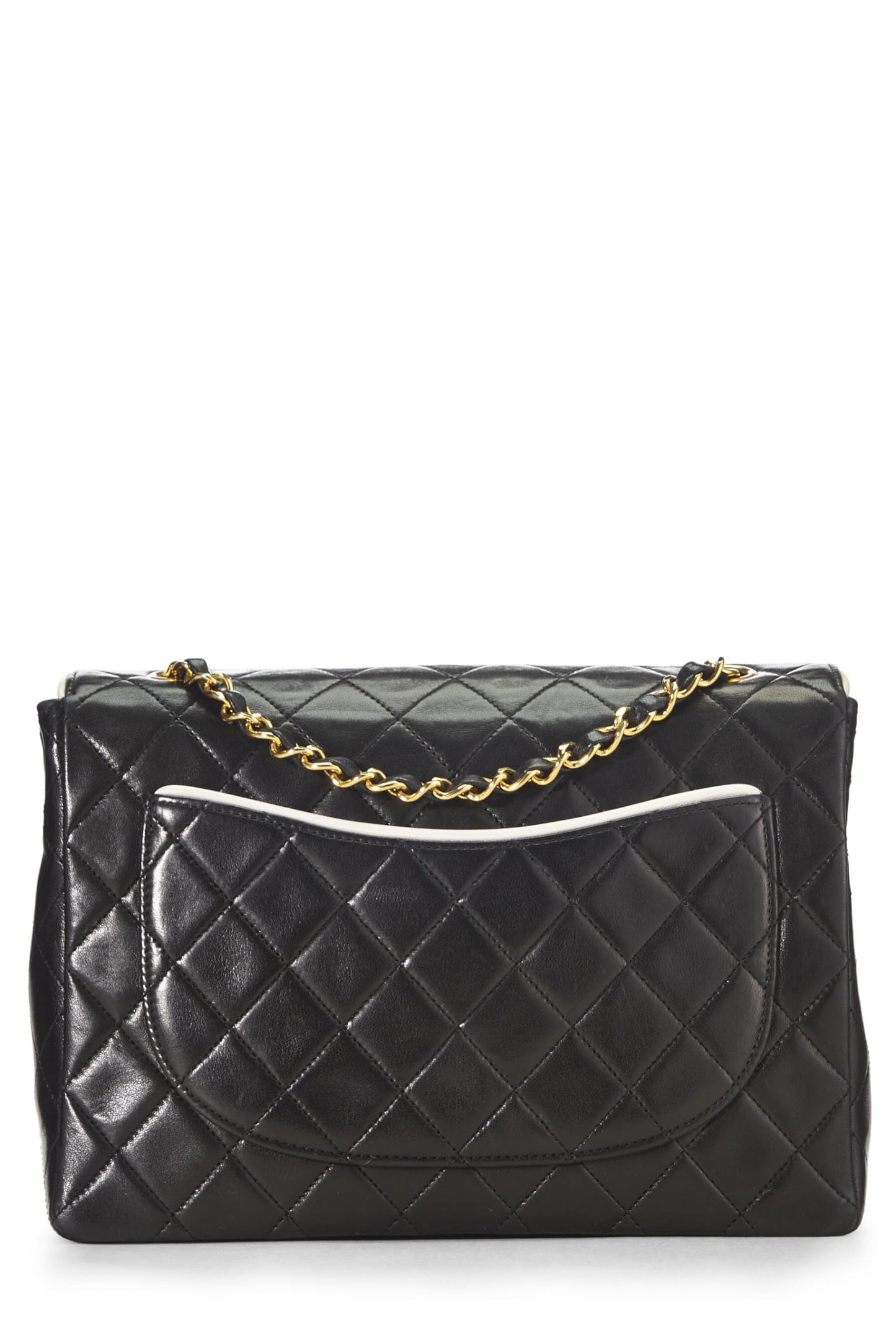 Chanel, Petit sac à rabat en cuir d'agneau matelassé noir d'occasion, noir