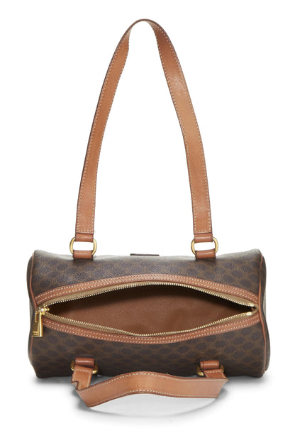 Céline, Pre-Loved Brown Coated Canvas Macadam Shoulder Bag, Brown