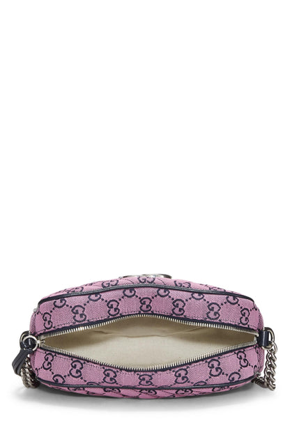 Gucci, sac à bandoulière Marmont en toile GG rose d'occasion, petit modèle, rose