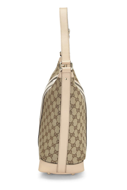 Gucci, sac hobo vintage en toile GG d'occasion de taille moyenne, rose