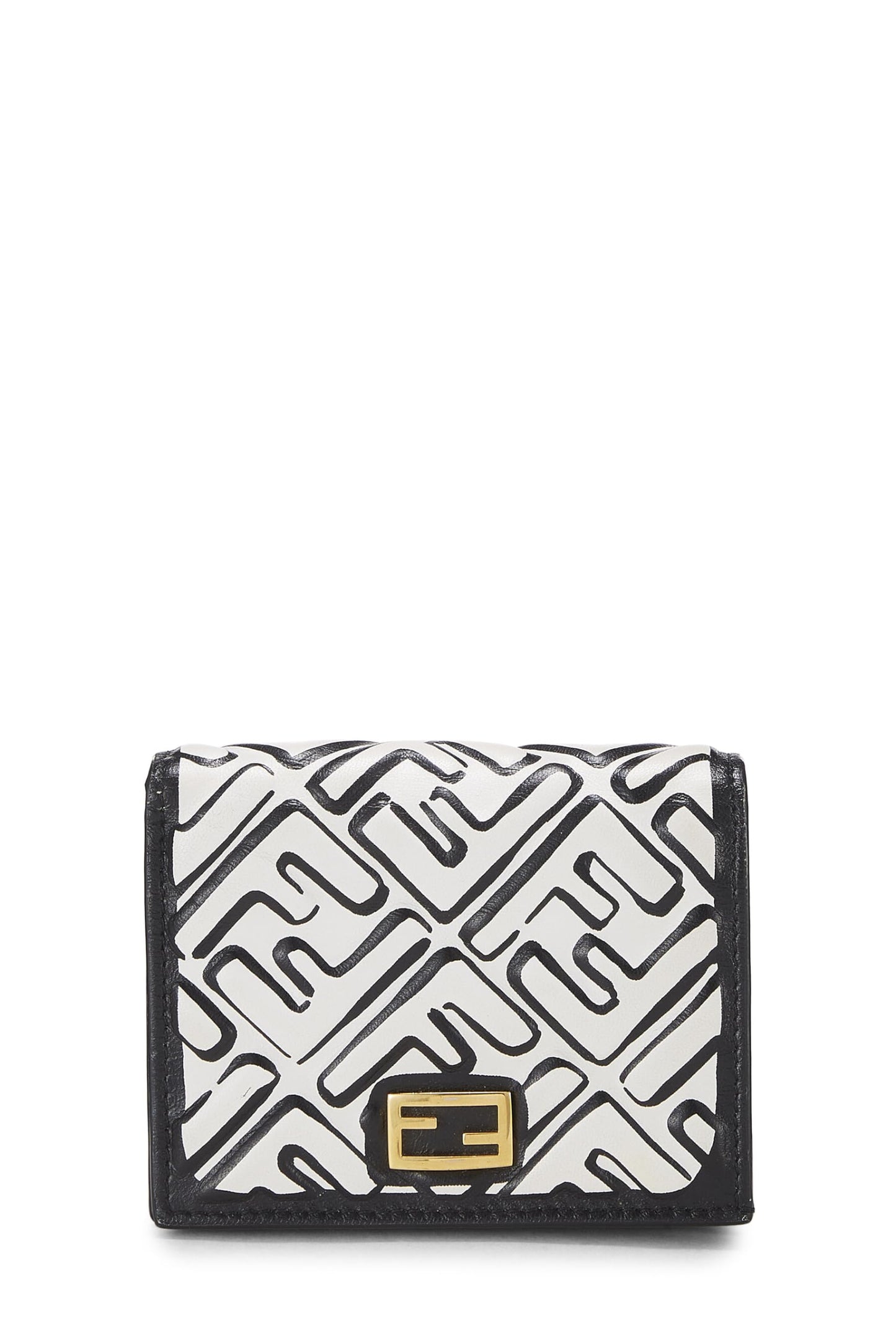 Fendi, Pre-Loved Joshua Vides x Fendi Black & White Zucca Embossed Compact Wallet, Multi